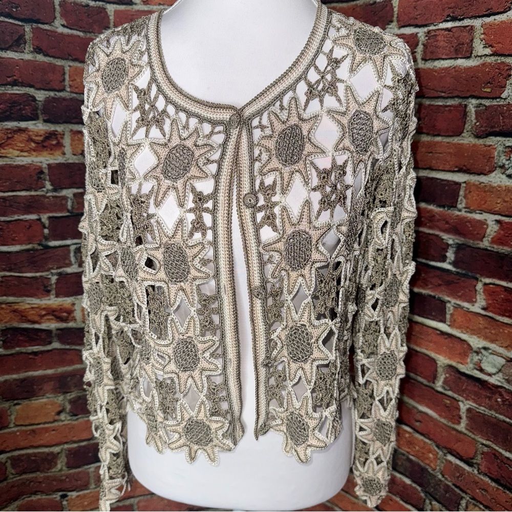 Handmade Crochet Star Pattern Cardigan